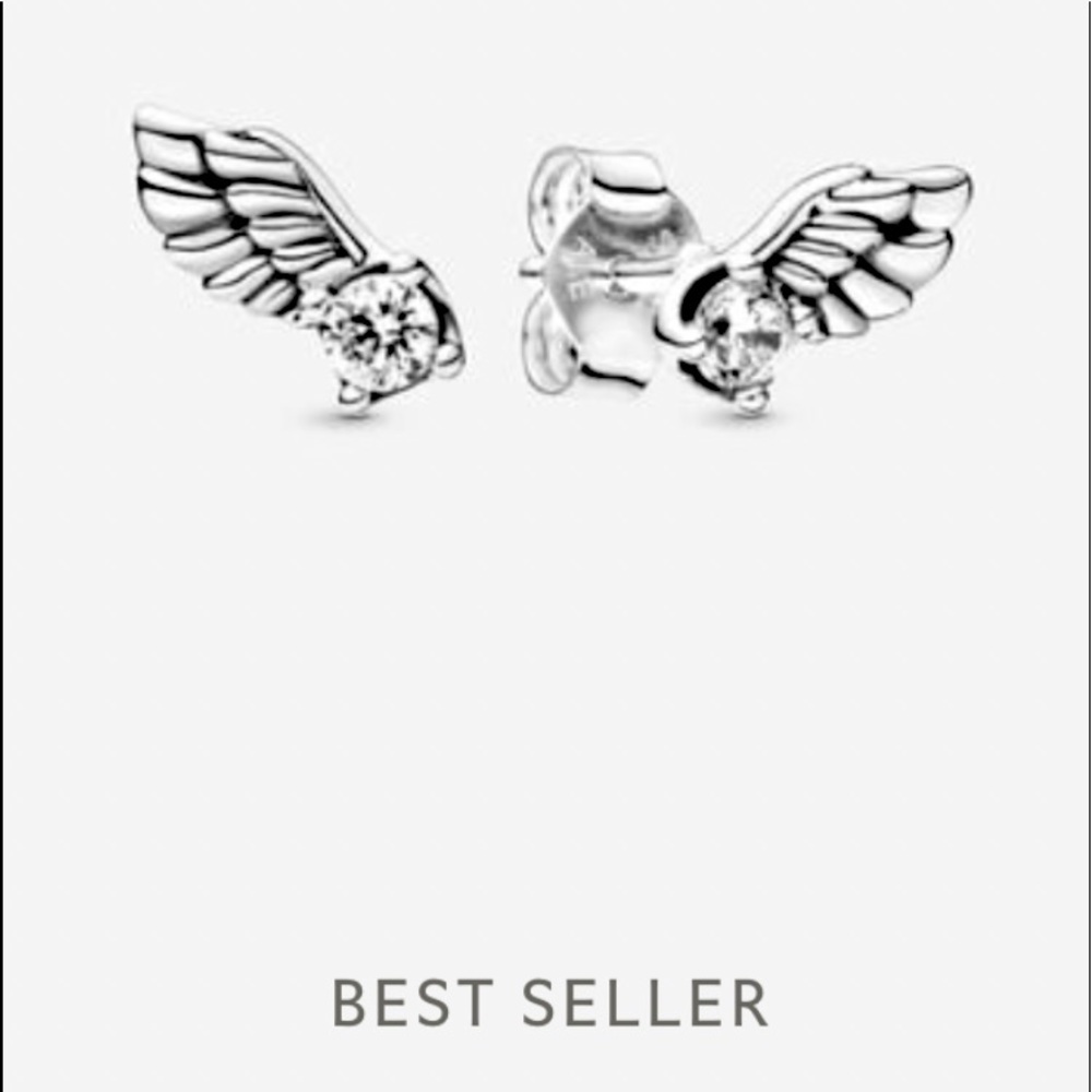 Pandora Sparkling Angel Wing Stud Earrings